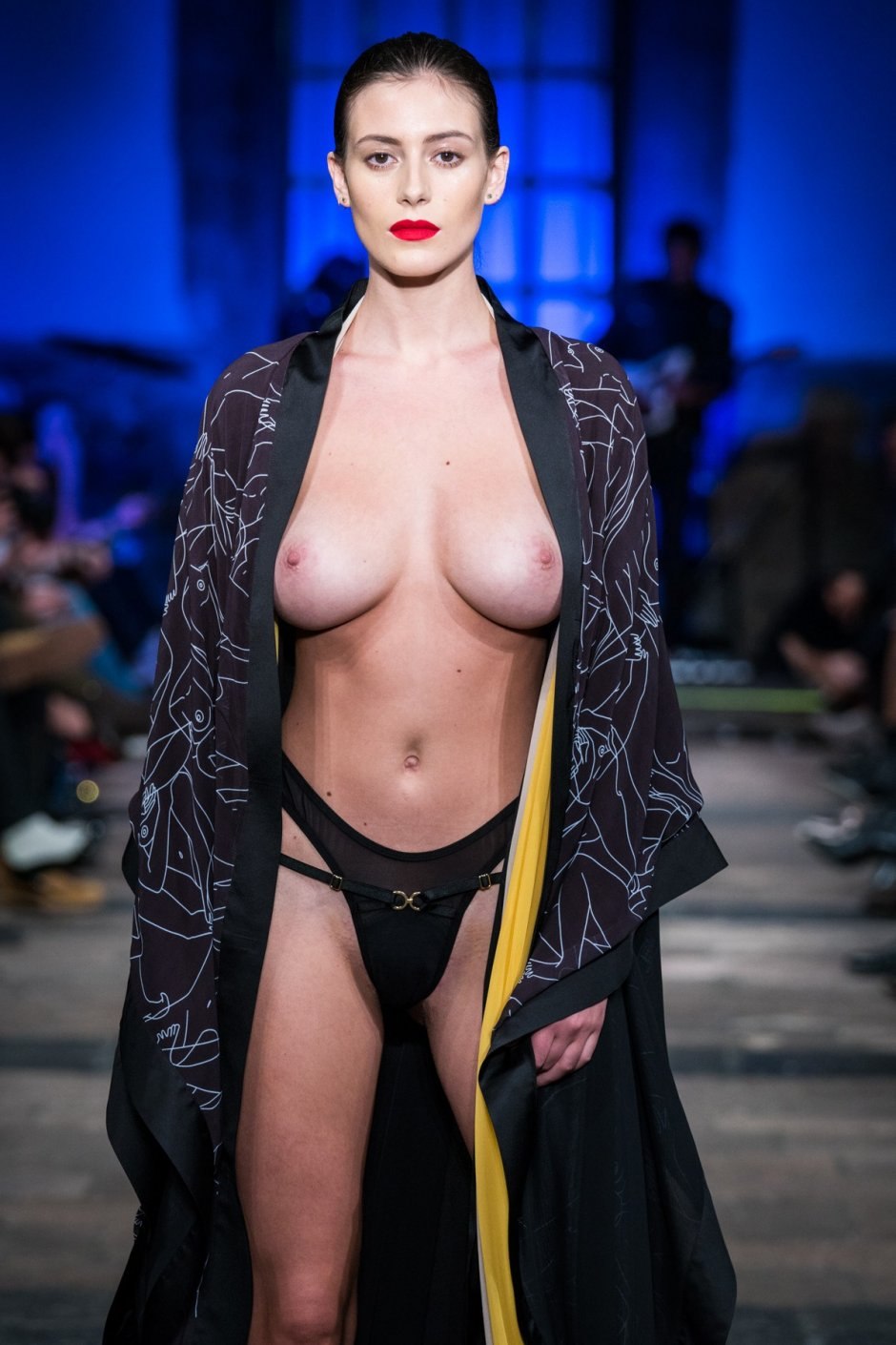 Completely naked on the catwalk