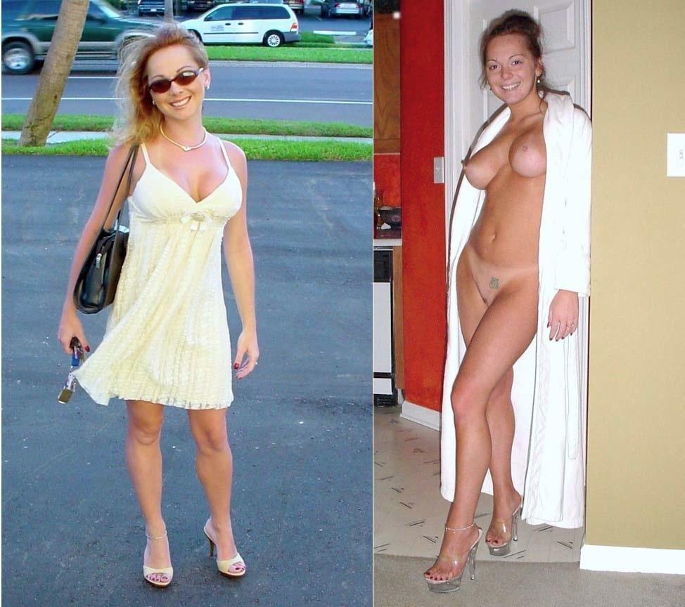 Dressed and stripped naked mothers