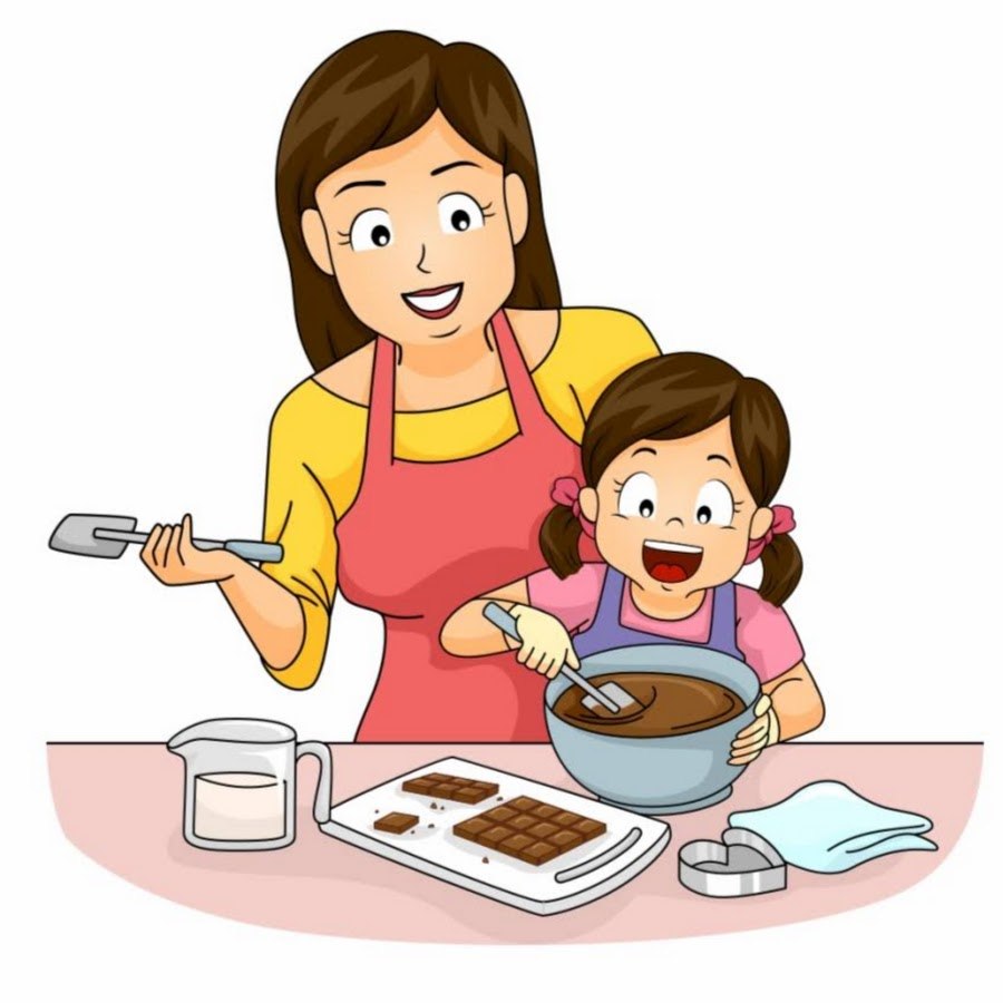 Mother and daughter of illustrations are preparing