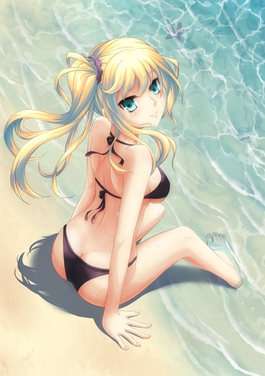 Anime blonde in a swimsuit