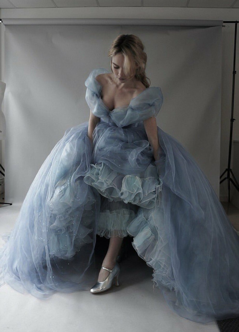 Lily James in Cinderella's dress