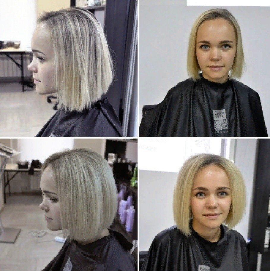 Bright makeup at aunt hairstyle with a hose