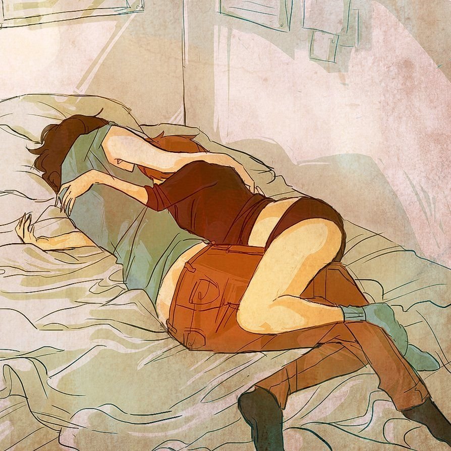 Sleep in an embrace with a girl