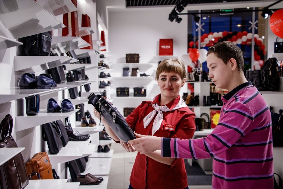Woman in a clothing store