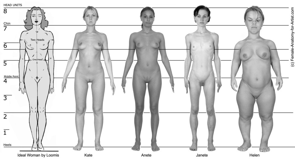 Varieties of naked female figures