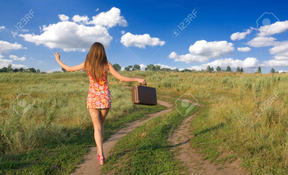 Girls in the village in the summer