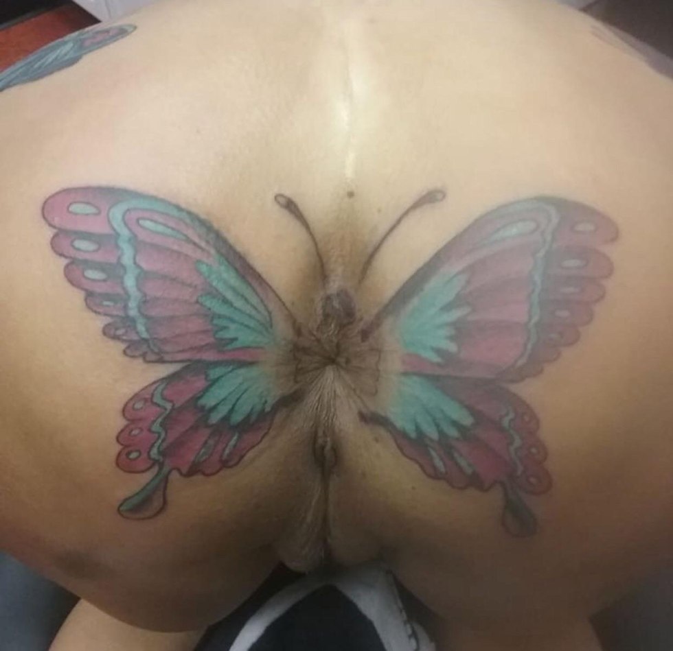 Babochka tattoo on the anus