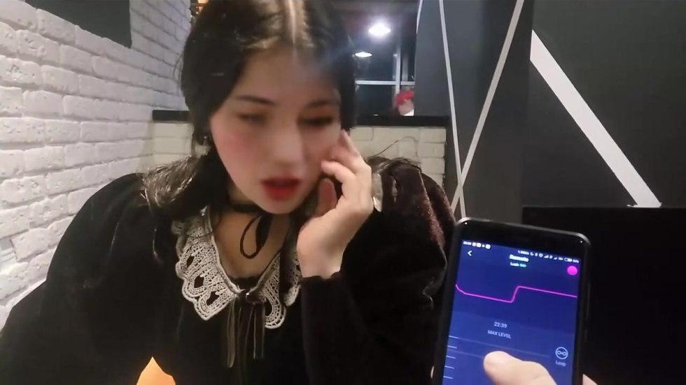 Girl with a dump truck in a store