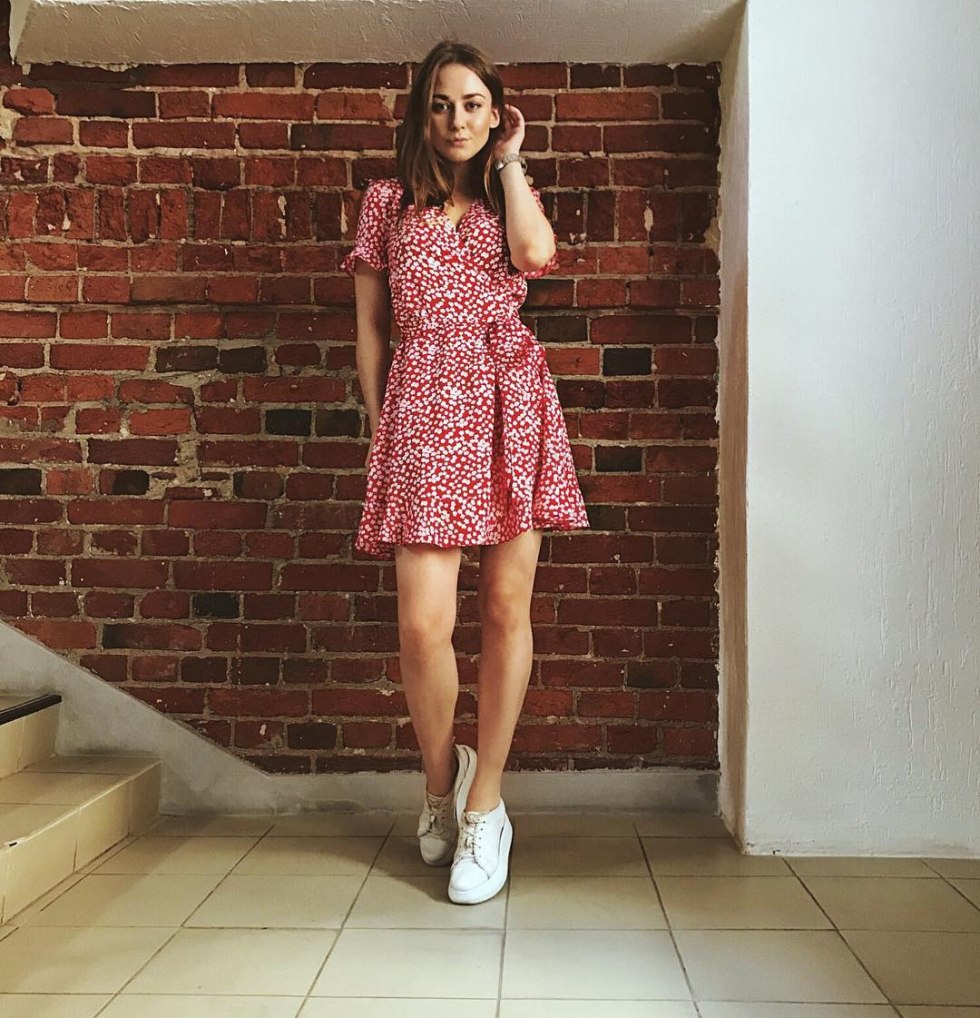 Ingrid Olerinskaya in the dress