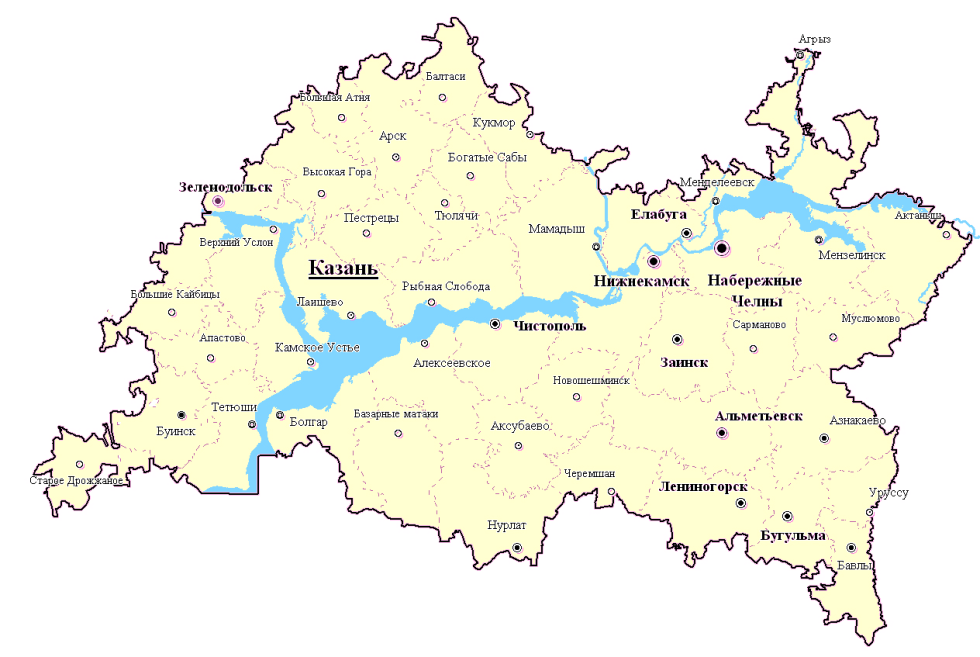 Tatarstan map with areas