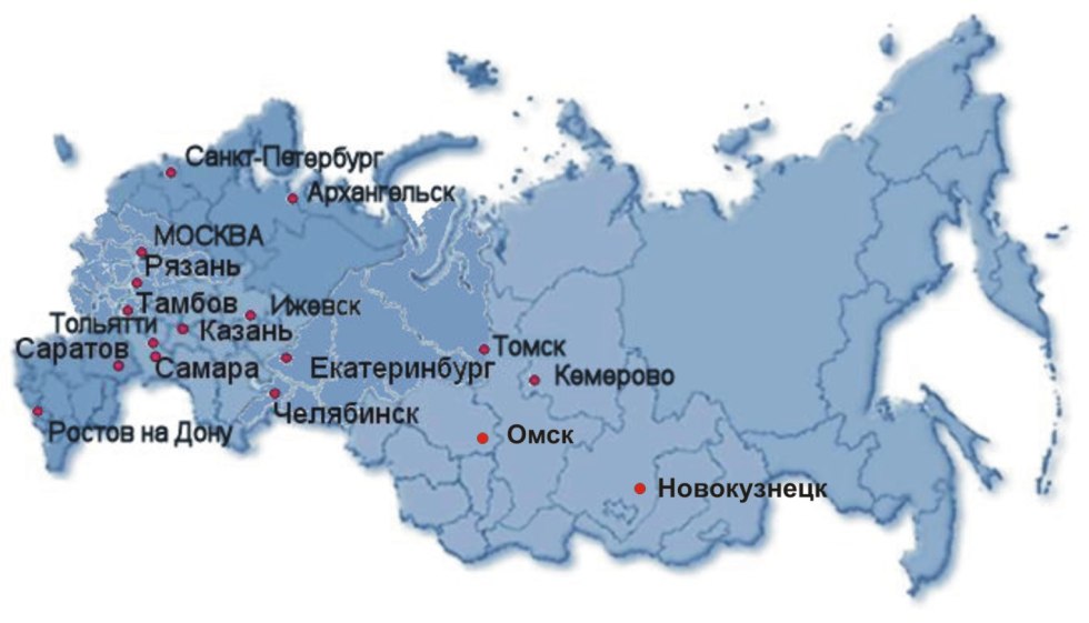 Samara on the map of Russia