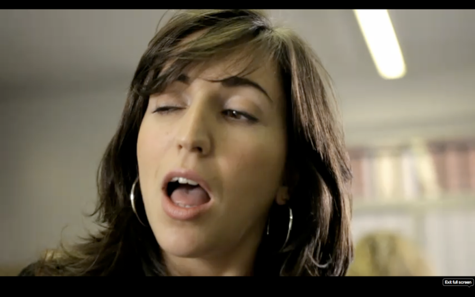 The face of a woman with orgasm