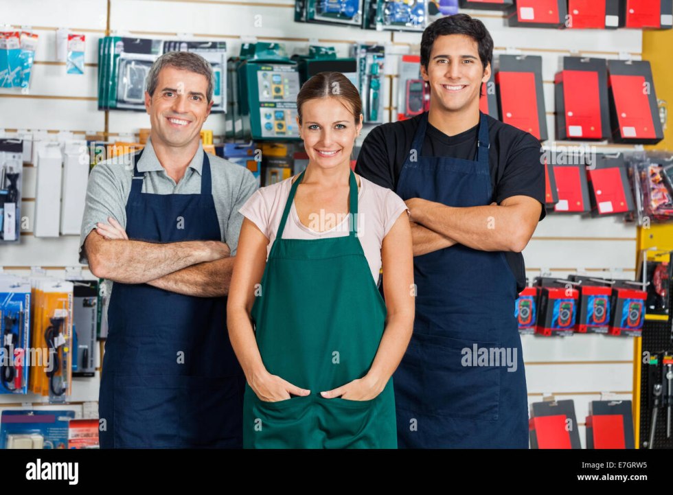 Girl in a construction store