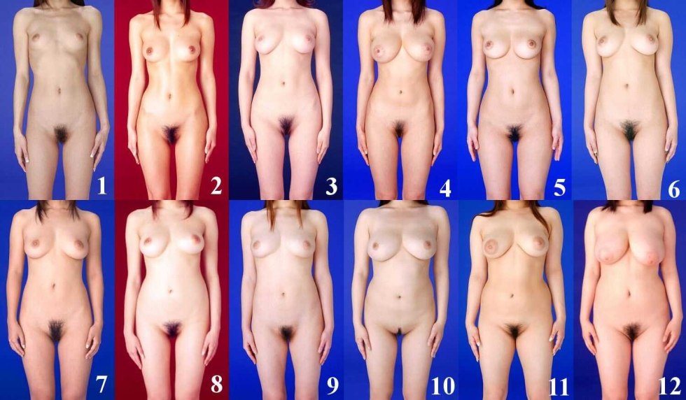 Naked female breasts of different sizes