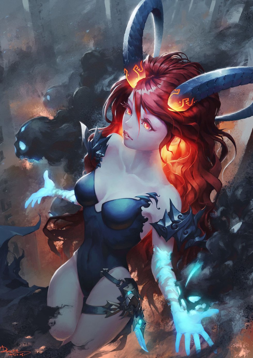 Red -haired demoness art