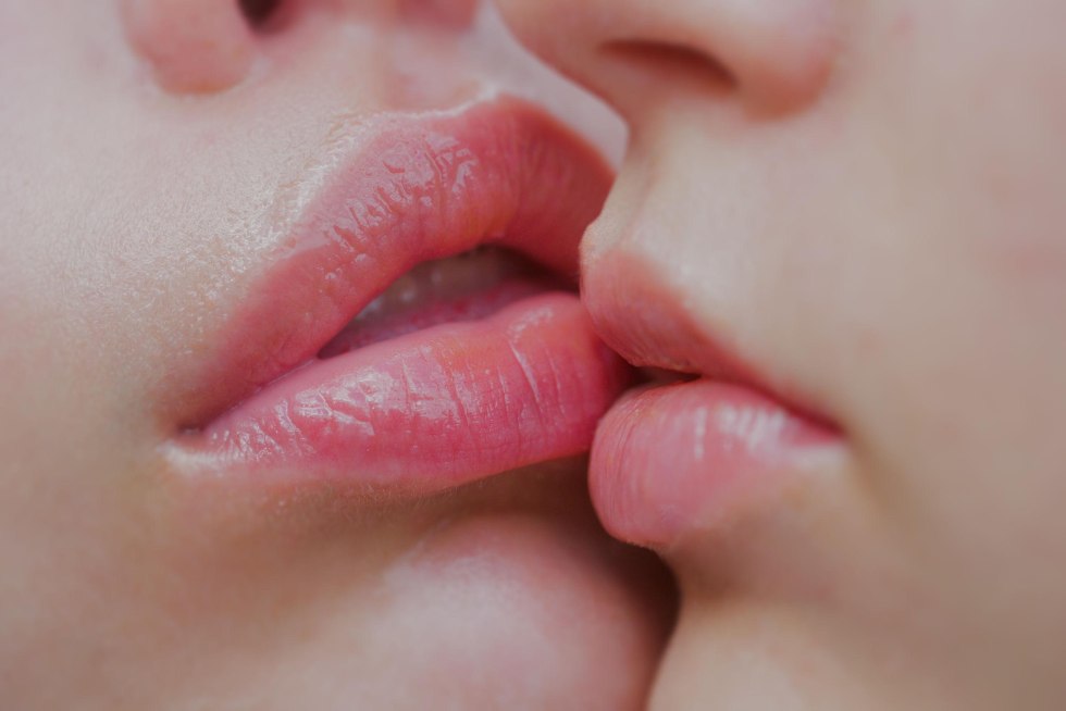 Lips closed in a kiss