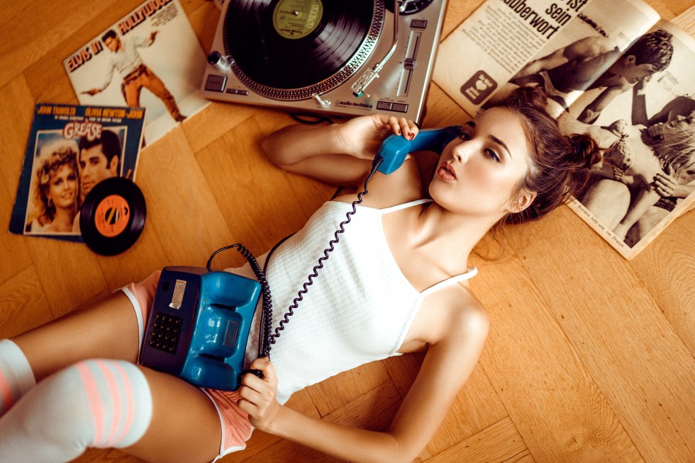 Girl with a tape recorder