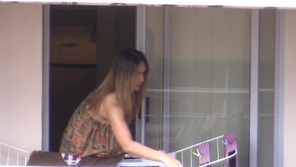 Spied on the window in the bathroom