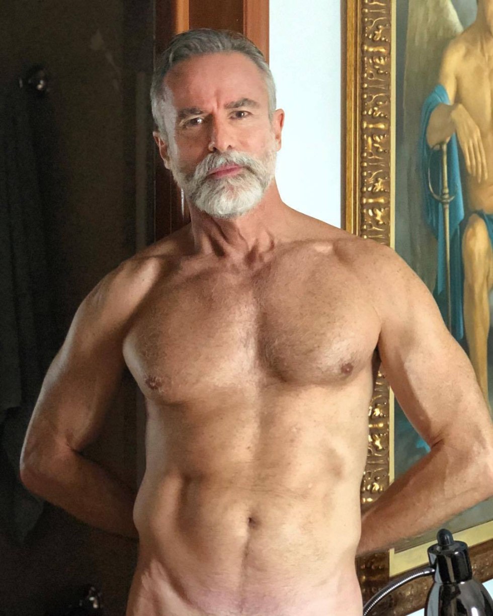 Naked mature man with a member