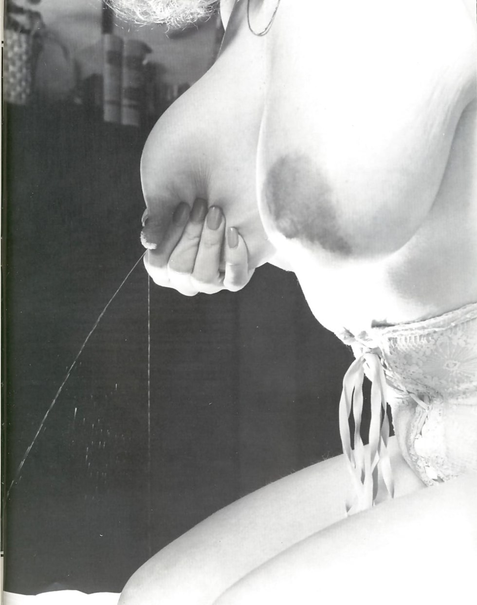 Milk from boobs retro photo