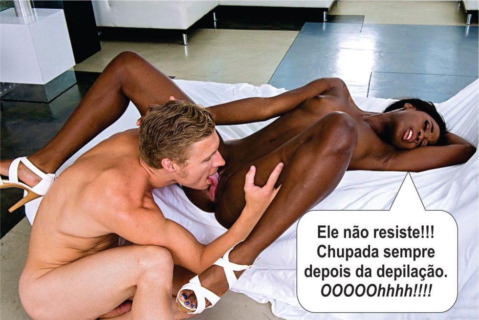 The guy licks a black woman