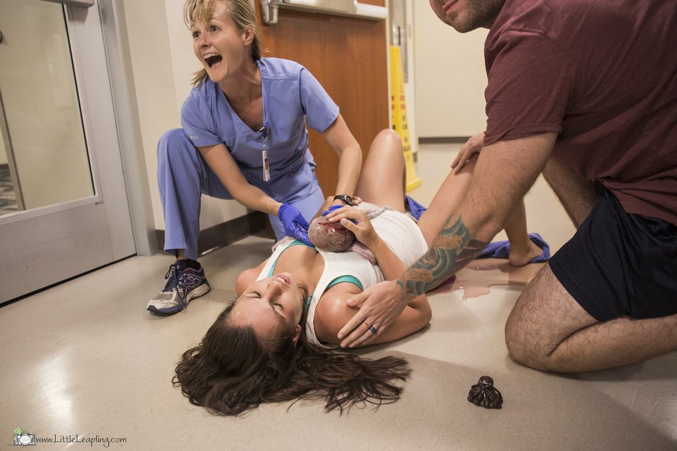 Pregnant woman in childbirth