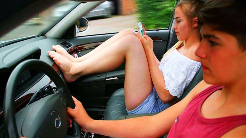 Touch Her Legs in Car