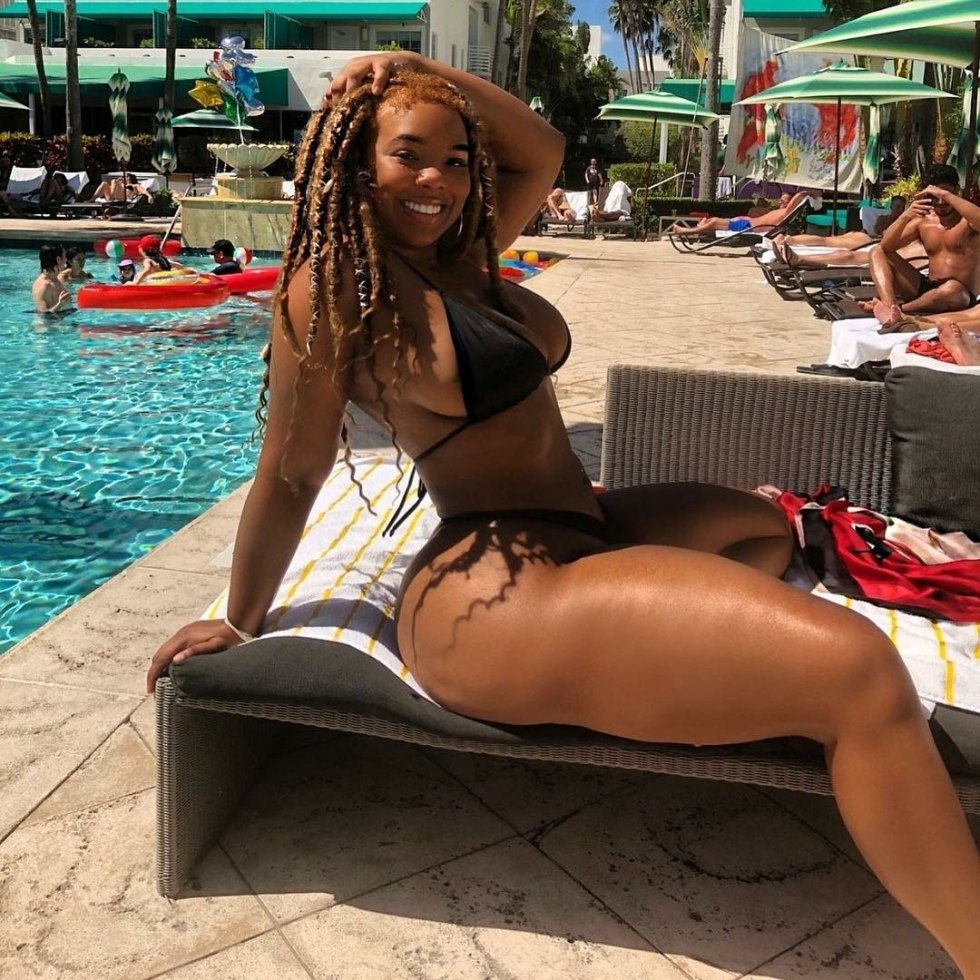 Appetizing black women in a swimsuit