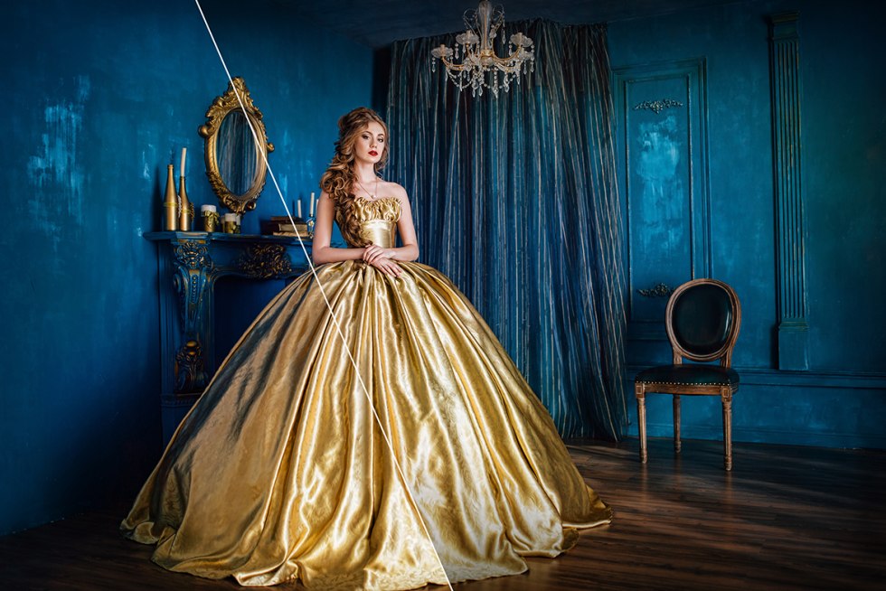 Photo shoot in a ball dress