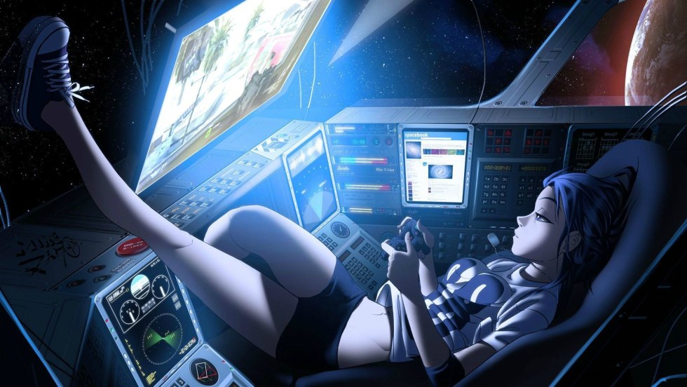 Girl on a spaceship