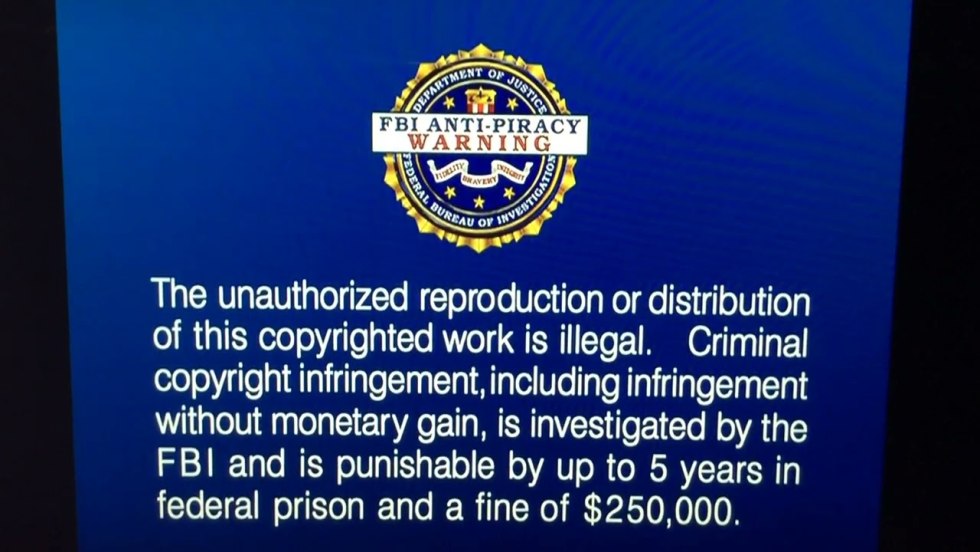 FBI Anti Piracy Warning
