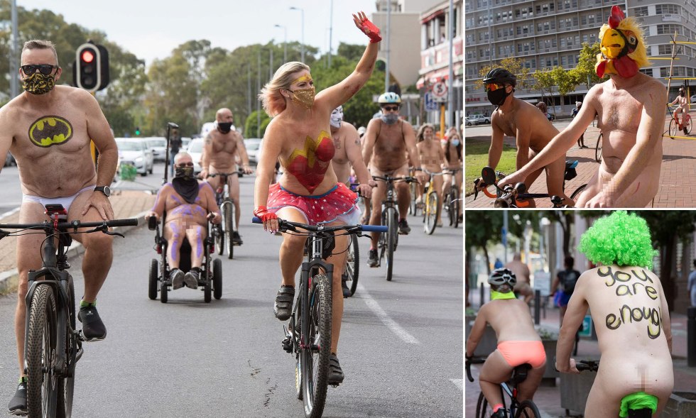 Naked girls on bicycles