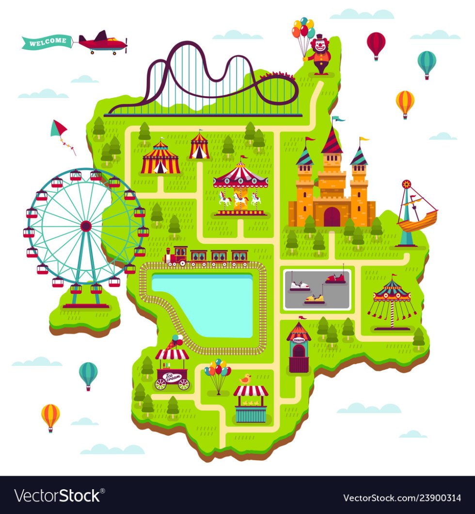 Children on attractions Illustration