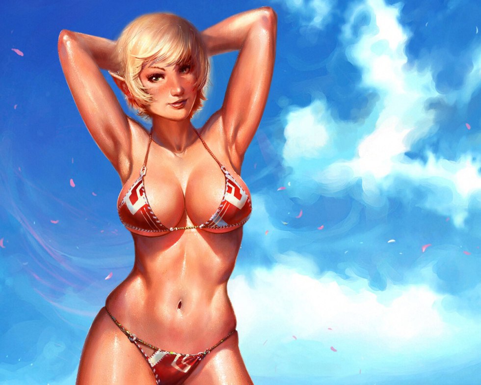 Girl in a swimsuit art