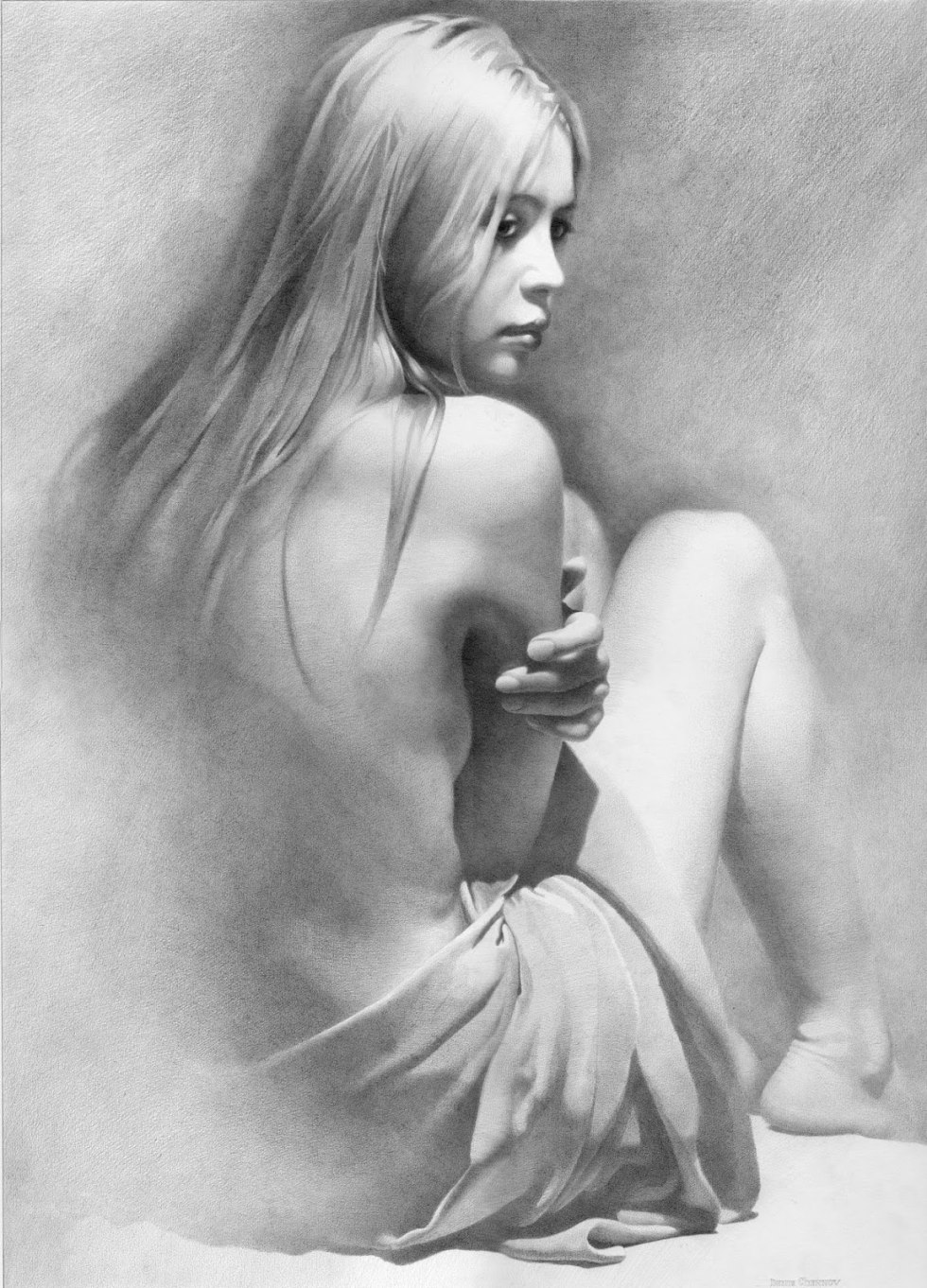 Artist Denis Chernov painting nude