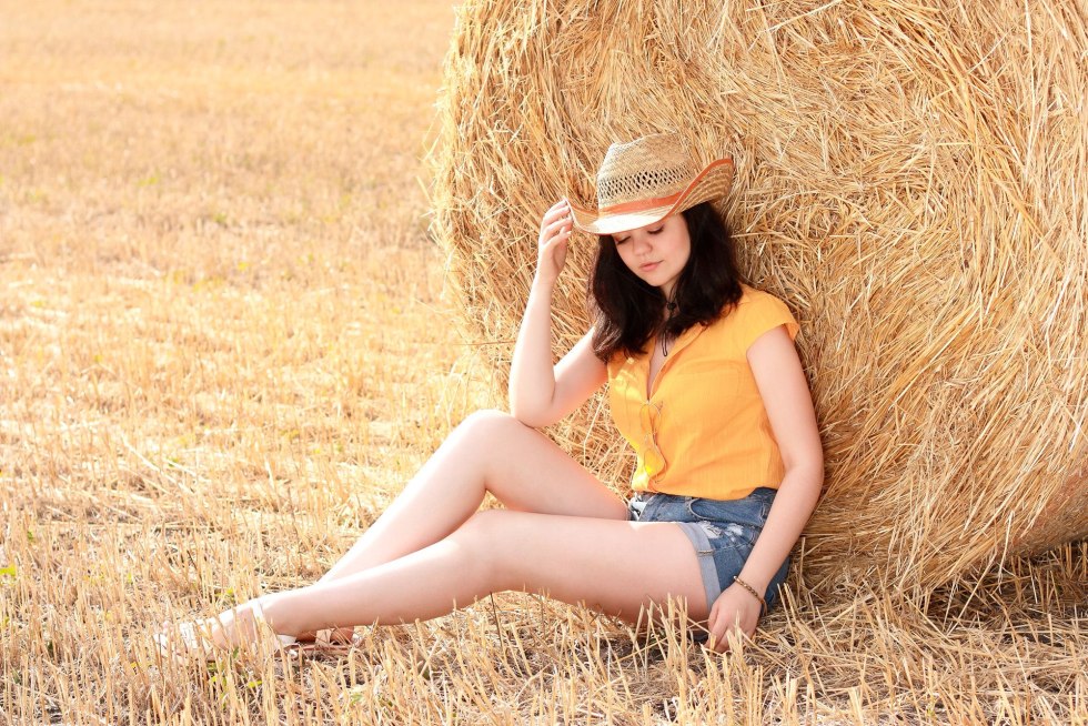 Beauty female summer hay booty