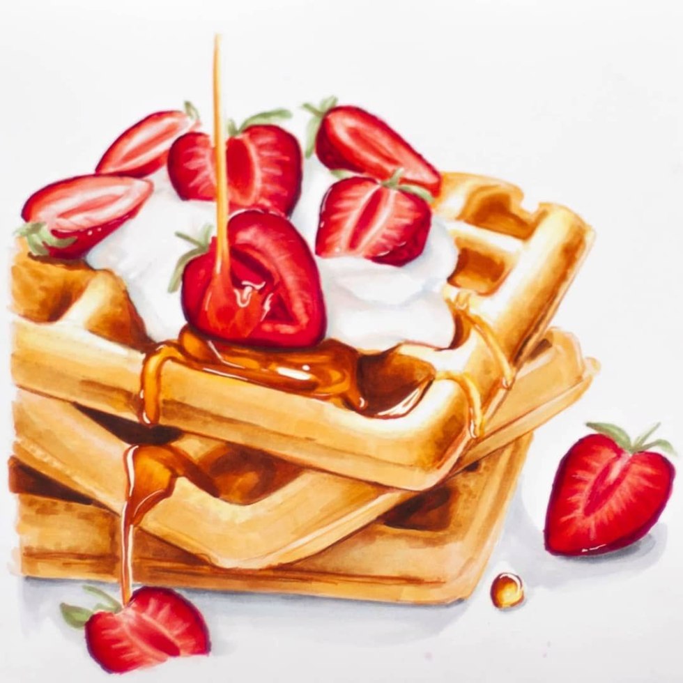 Waffles with watercolors