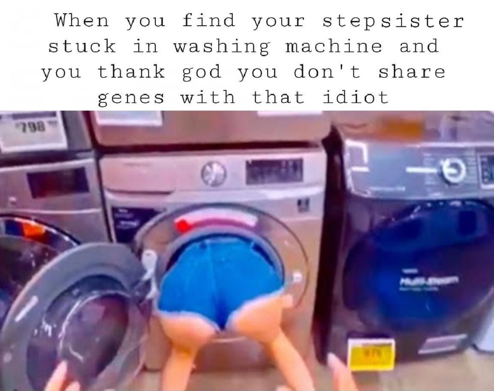 The girl got stuck in a washer