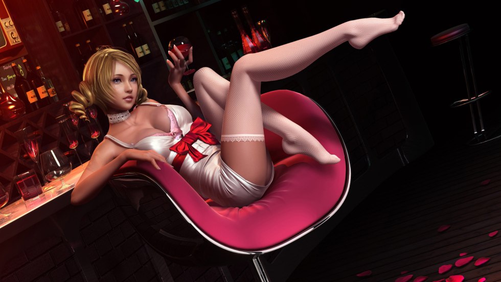 Girls from games in stockings
