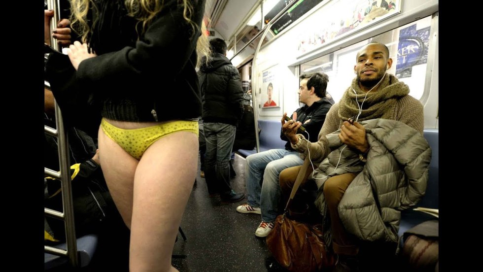 In the subway without pants