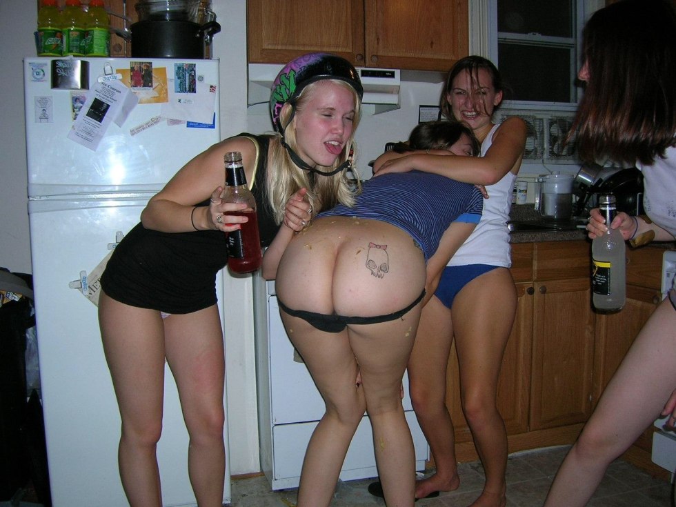 Naked butt of drunk women