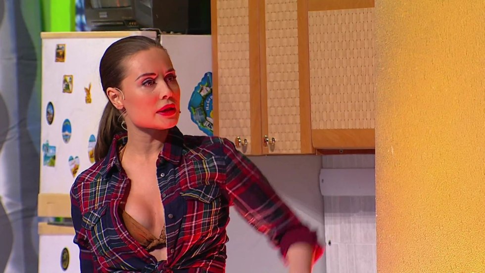 Julia Mikhalkova in a dress