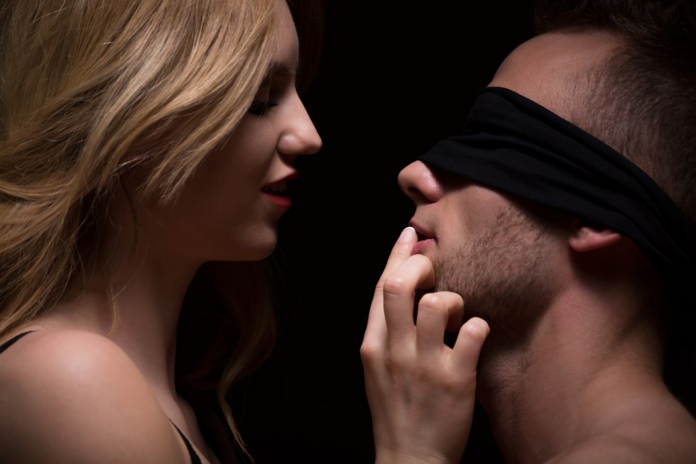 A man with a blindfold