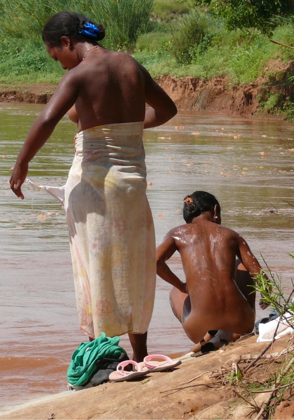 Girl Bathing in the River Laos