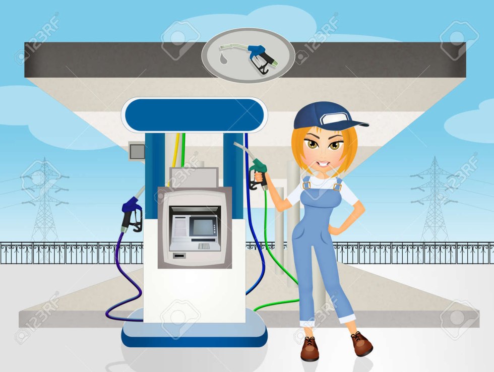 Children's drawing of gas stations