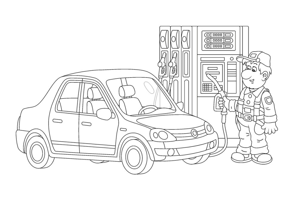 Machine coloring on a gas station