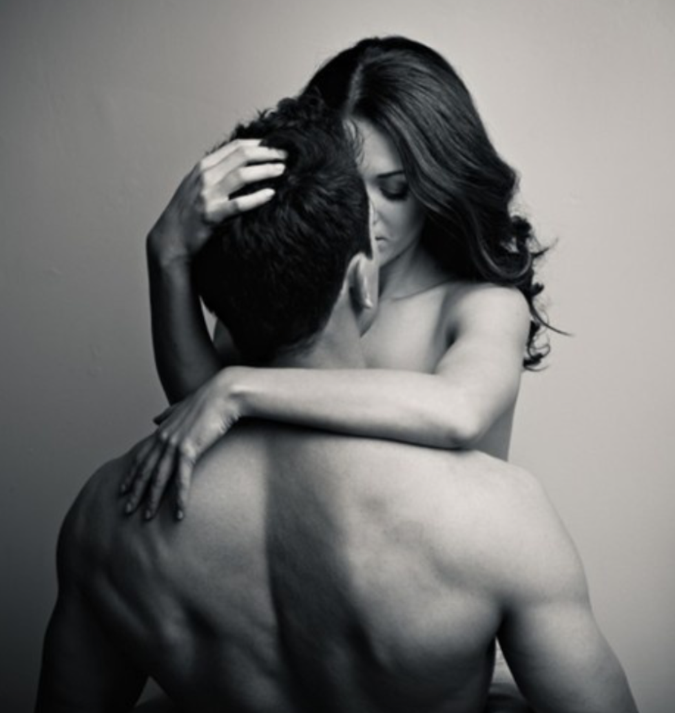 Passionate hugs of men and women