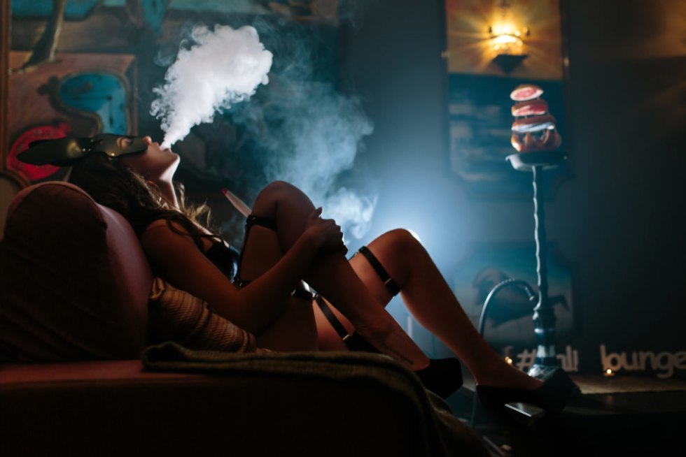 Girl smoking hookah
