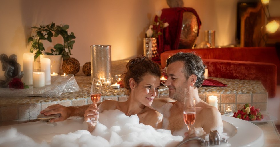 Romantic evening in the bathroom