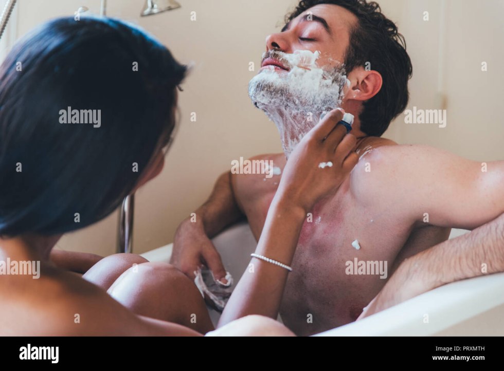 Moms of the couple in the bathroom shave